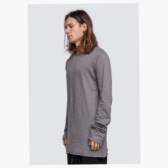 Barbara I Gongini Long Sleeve Cotton Jersey T-Shirt Grey Size X-Small - Picture 2 of 16